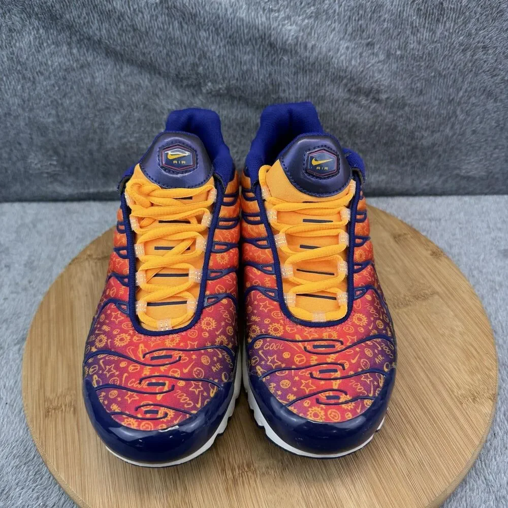 Nike Air Max Plus Shoes Boys Size 7Y Orange Purple Print Sneakers CI9932-500